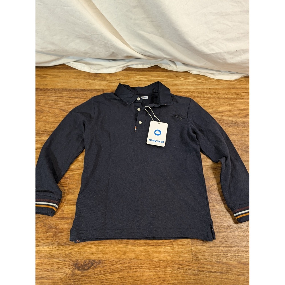 NWT Mayoral Size 6 Navy Blue Long Sleeve Polo Shirt